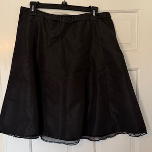 Black A-line knee length fancy structured skirt